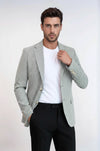 Men’s Dove Grey Houndstooth Slim Fit Blazer with Gold Crest Buttons