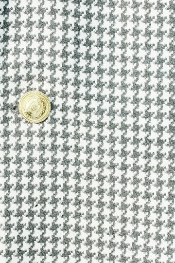 Men’s Dove Grey Houndstooth Slim Fit Blazer with Gold Crest Buttons