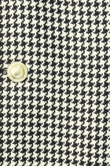 Men’s Black & Cream Houndstooth Slim Fit Blazer with Gold Crest Buttons