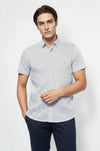 Men's White Floral Print Slim Fit Short Sleeve Shirt | Wessi