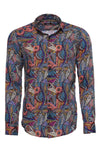 Men's Black Slim Fit Multicolour Patterned Cotton Shirt | Wessi