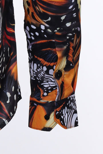 Men's Black Slim Fit Animal Print Multicolour Cotton Shirt | Wessi