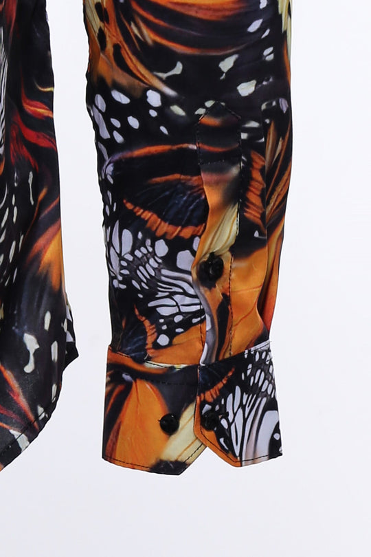Men's Black Slim Fit Animal Print Multicolour Cotton Shirt | Wessi