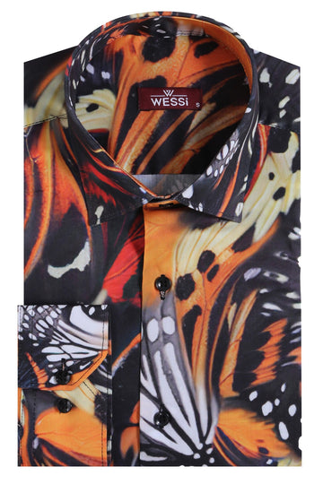 Men's Black Slim Fit Animal Print Multicolour Cotton Shirt | Wessi