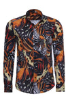 Men's Black Slim Fit Animal Print Multicolour Cotton Shirt | Wessi
