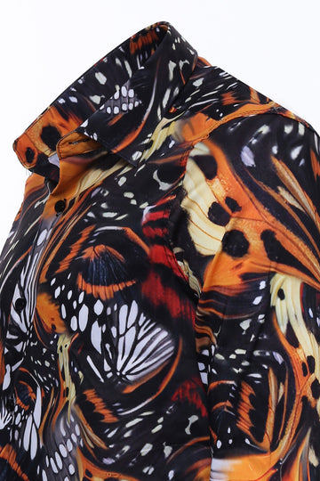 Men's Black Slim Fit Animal Print Multicolour Cotton Shirt | Wessi