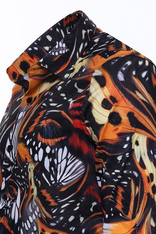 Men's Black Slim Fit Animal Print Multicolour Cotton Shirt | Wessi