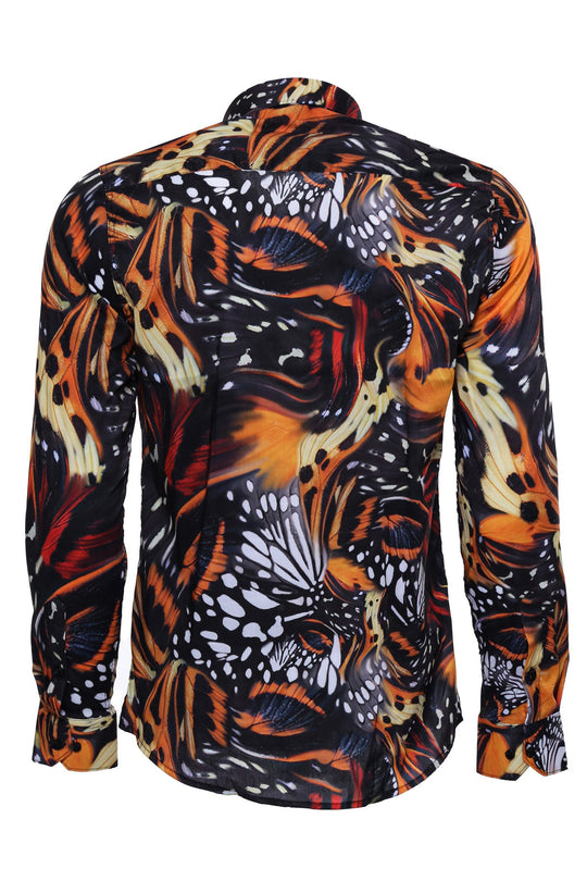 Men's Black Slim Fit Animal Print Multicolour Cotton Shirt | Wessi