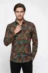 Men's Black Slim Fit Animal Print Multicolour Shirt | Wessi