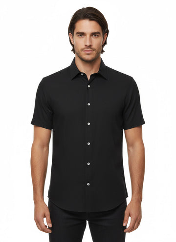 Men's Black Slim Fit Short Sleeve Shirt – Wessi