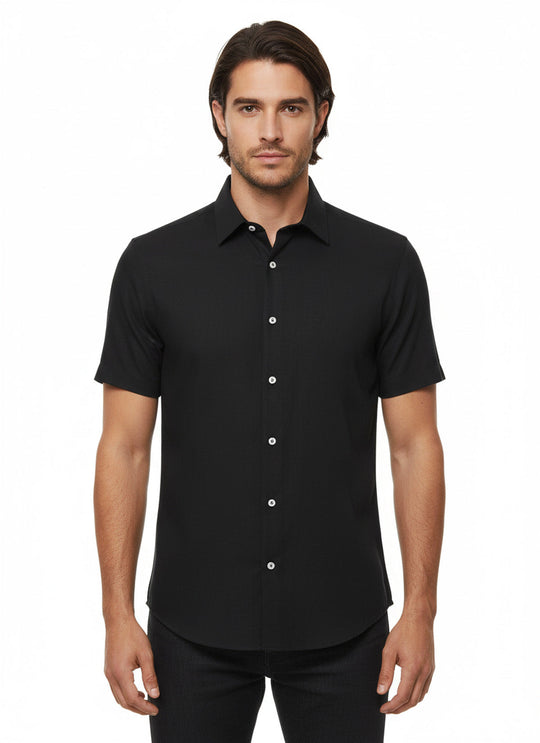 Men's Black Slim Fit Short Sleeve Shirt – Wessi