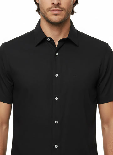 Men's Black Slim Fit Short Sleeve Shirt – Wessi