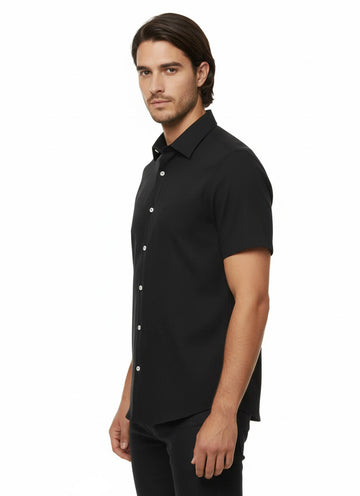Men's Black Slim Fit Short Sleeve Shirt – Wessi
