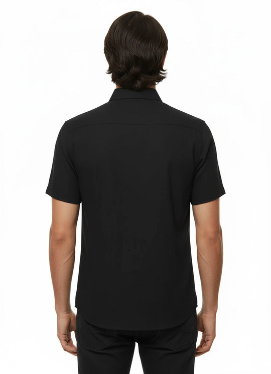 Men's Black Slim Fit Short Sleeve Shirt – Wessi