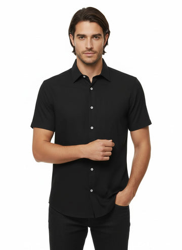 Men's Black Slim Fit Short Sleeve Shirt – Wessi