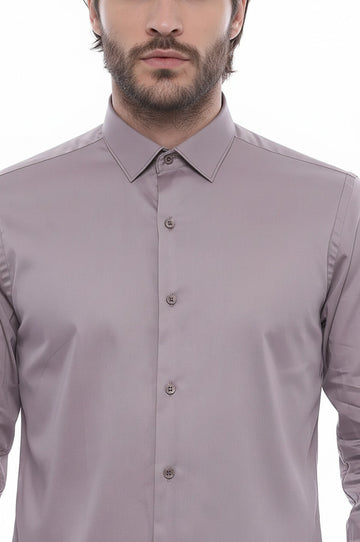 Men's Grey Slim Fit Long Sleeve Shirt – Wessi