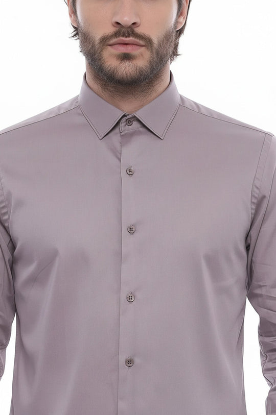 Men's Grey Slim Fit Long Sleeve Shirt – Wessi