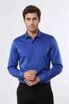 Men's Navy Blue Cotton Satin Slim Fit Shirt – Wessi