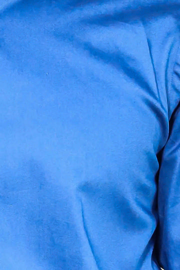 Plain Blue Satin Cotton Slim Fit Shirt | Wessi