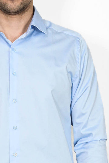 Men's Sky Blue Cotton Satin Slim Fit Shirt – Wessi