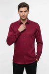Men's Burgundy Slim Fit Long Sleeve Shirt – Wessi