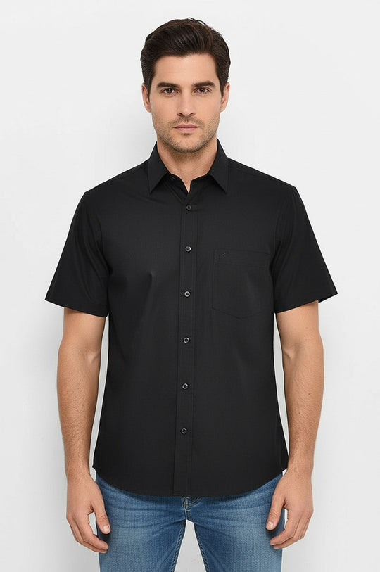 Men's Black Plain Short Sleeve Shirt – Wessi