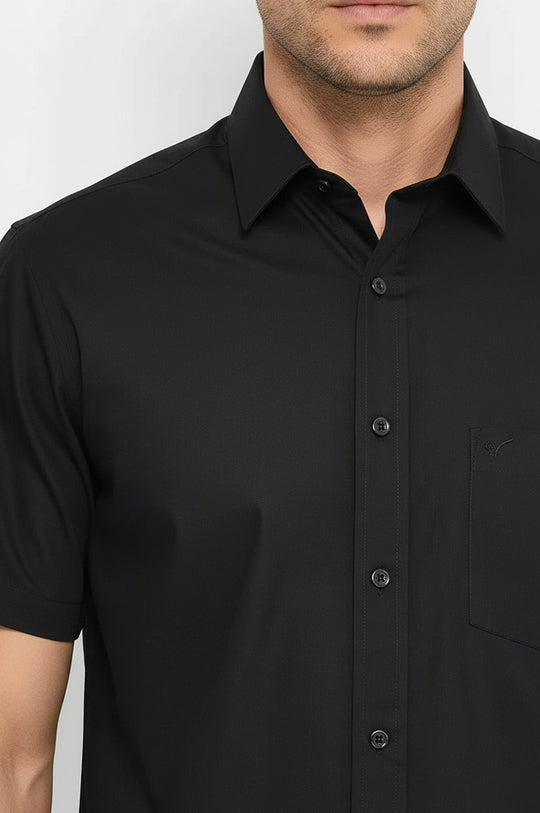 Men's Black Plain Short Sleeve Shirt – Wessi
