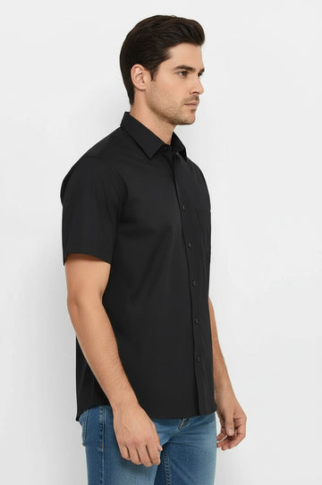 Men's Black Plain Short Sleeve Shirt – Wessi