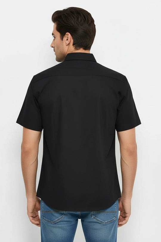 Men's Black Plain Short Sleeve Shirt – Wessi