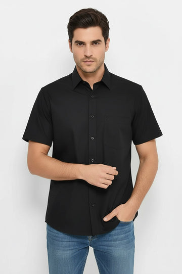 Men's Black Plain Short Sleeve Shirt – Wessi