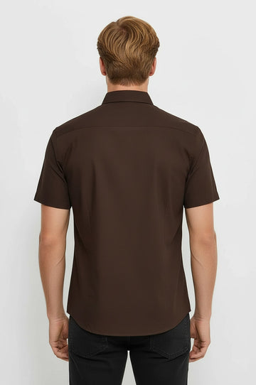 Men's Brown Plain Short Sleeve Shirt – Wessi