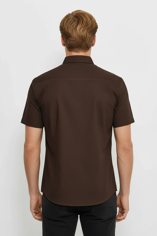 Men's Brown Plain Short Sleeve Shirt – Wessi