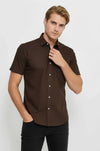 Men's Brown Plain Short Sleeve Shirt – Wessi
