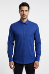 Regular Fit Indigo Blue Long Sleeve Cuffed Shirt — Wessi