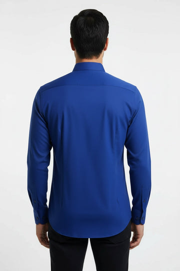 Regular Fit Indigo Blue Long Sleeve Cuffed Shirt — Wessi