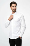 Men's Cream Slim Fit Plain Long Sleeve Shirt | Wessi
