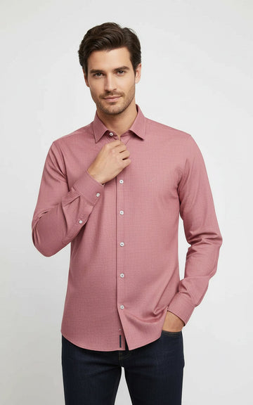 Men's Salmon Slim Fit Long Sleeve Shirt – Wessi