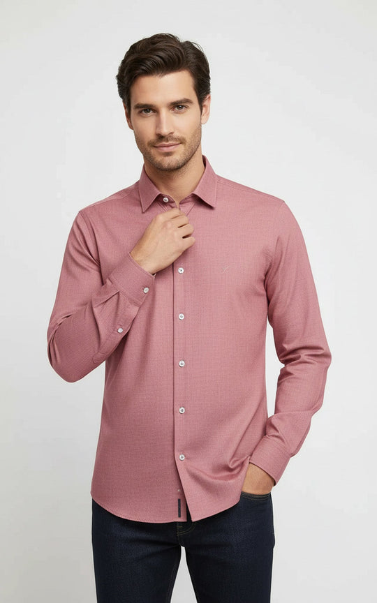 Men's Salmon Slim Fit Long Sleeve Shirt – Wessi