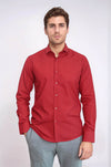 Men's Burgundy Slim Fit Plain Cotton Shirt | Wessi