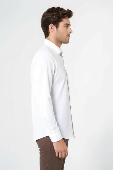 Plain Cream Slim Fit Shirt | Wessi