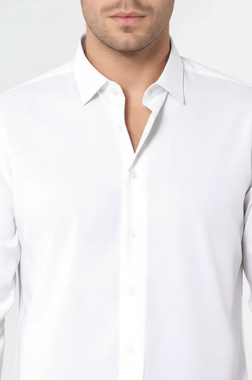 Plain Cream Slim Fit Shirt | Wessi