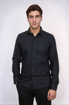 Men's Black Slim Fit Plain Lumberjack Shirt | Wessi