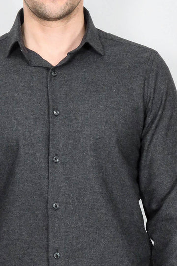 Men's Anthracite Slim Fit Plain Lumberjack Shirt | Wessi
