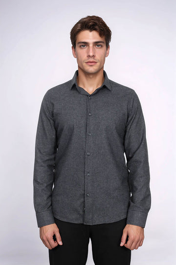 Men's Anthracite Slim Fit Plain Lumberjack Shirt | Wessi