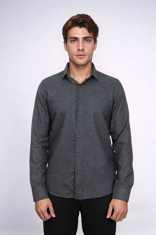 Men's Anthracite Slim Fit Plain Lumberjack Shirt | Wessi