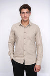 Men's Beige Slim Fit Plain Lumberjack Shirt | Wessi
