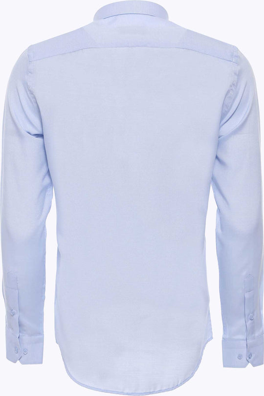 Men's Light Blue Slim Fit Patterned Long Sleeve Shirt | Wessi