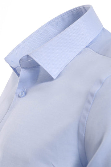 Men's Light Blue Slim Fit Patterned Long Sleeve Shirt | Wessi