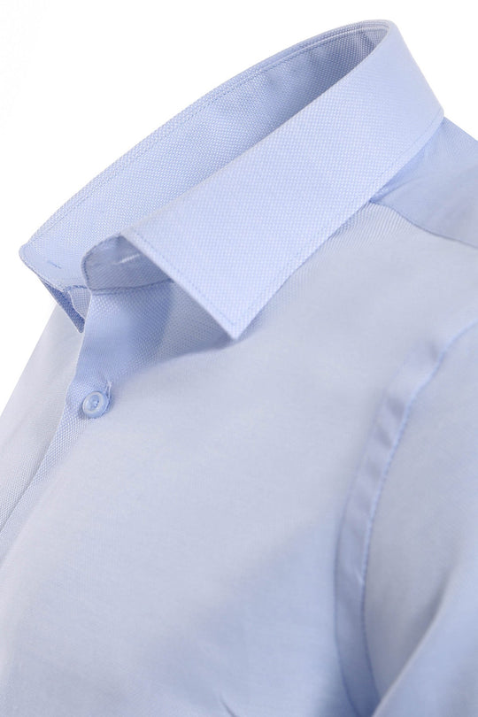 Men's Light Blue Slim Fit Patterned Long Sleeve Shirt | Wessi