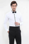 Men's Cream Slim Fit Tuxedo Shirt with Black Piping | Wessi
